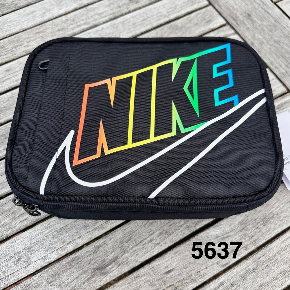 Nike Insulated Hard Shell Lunch Box 4L Black Rainbow 9A2744-H24 NEW Swoosh Gift